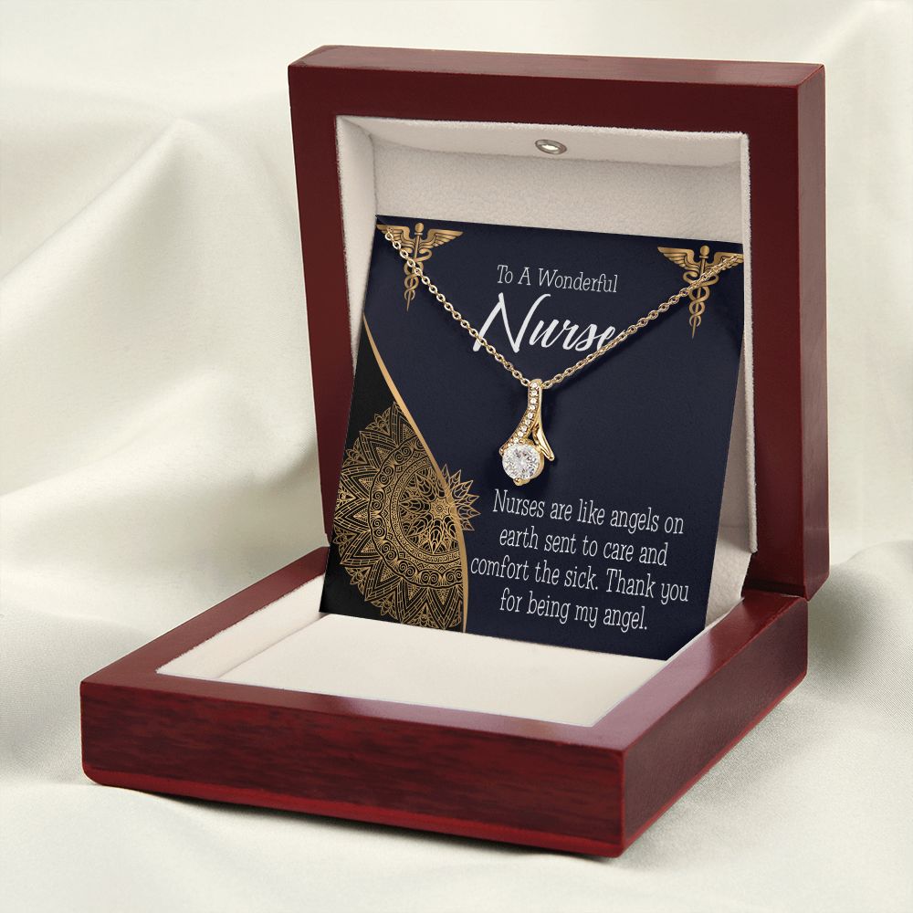 Nurses are Like Angels Alluring Ribbon Necklace-Express Your Love Gifts