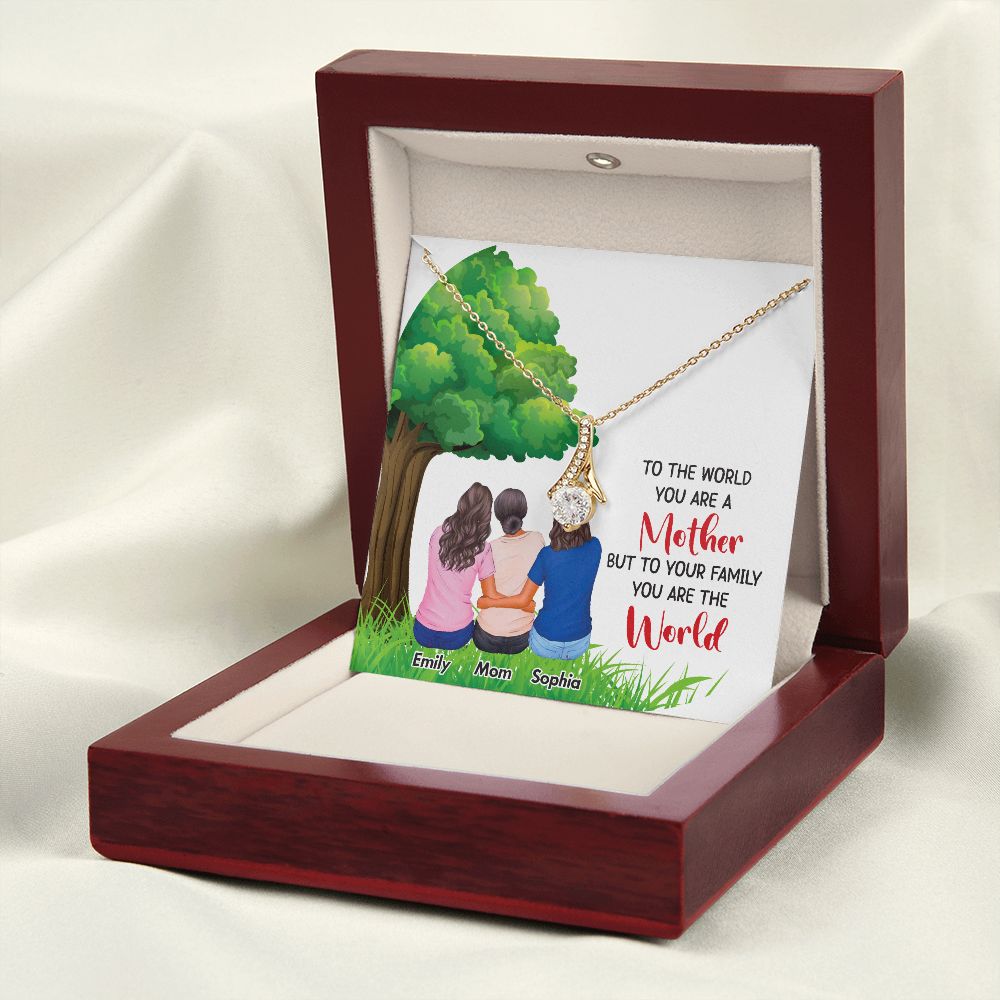 To The World You Are a Mother Alluring Ribbon Necklace-Express Your Love Gifts