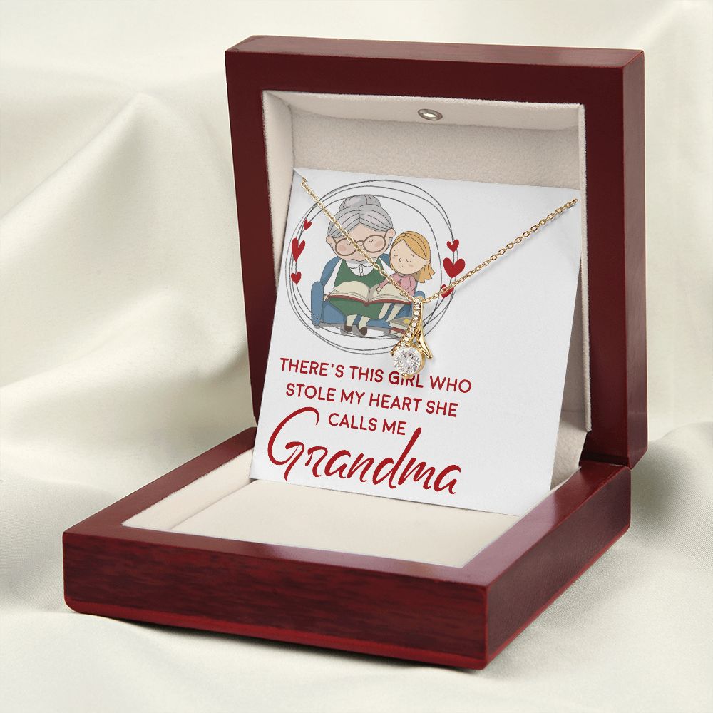 Girl Stole My Haert Calls Me Grandma Alluring Ribbon Necklace-Express Your Love Gifts
