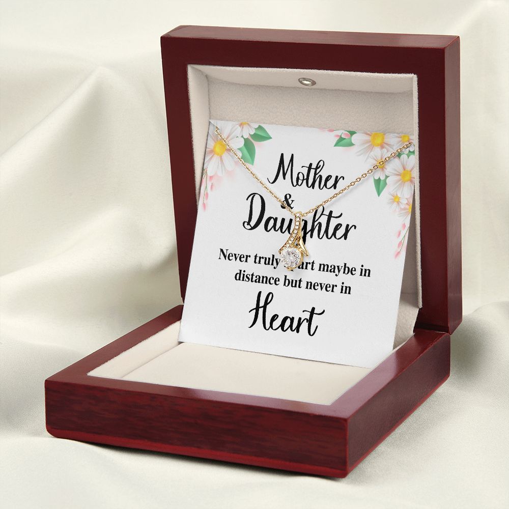 Mother and Daughter Never Truly Apart Alluring Ribbon Necklace-Express Your Love Gifts