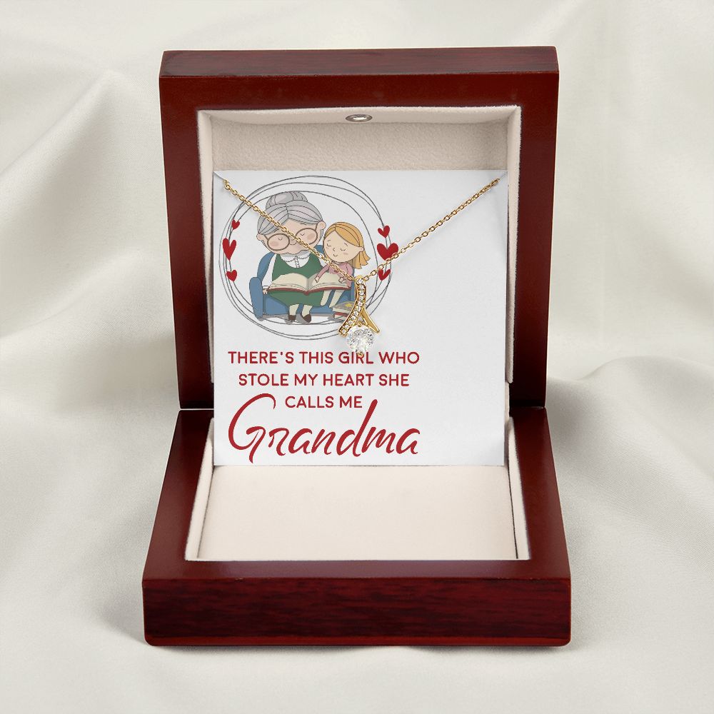 Girl Stole My Haert Calls Me Grandma Alluring Ribbon Necklace-Express Your Love Gifts