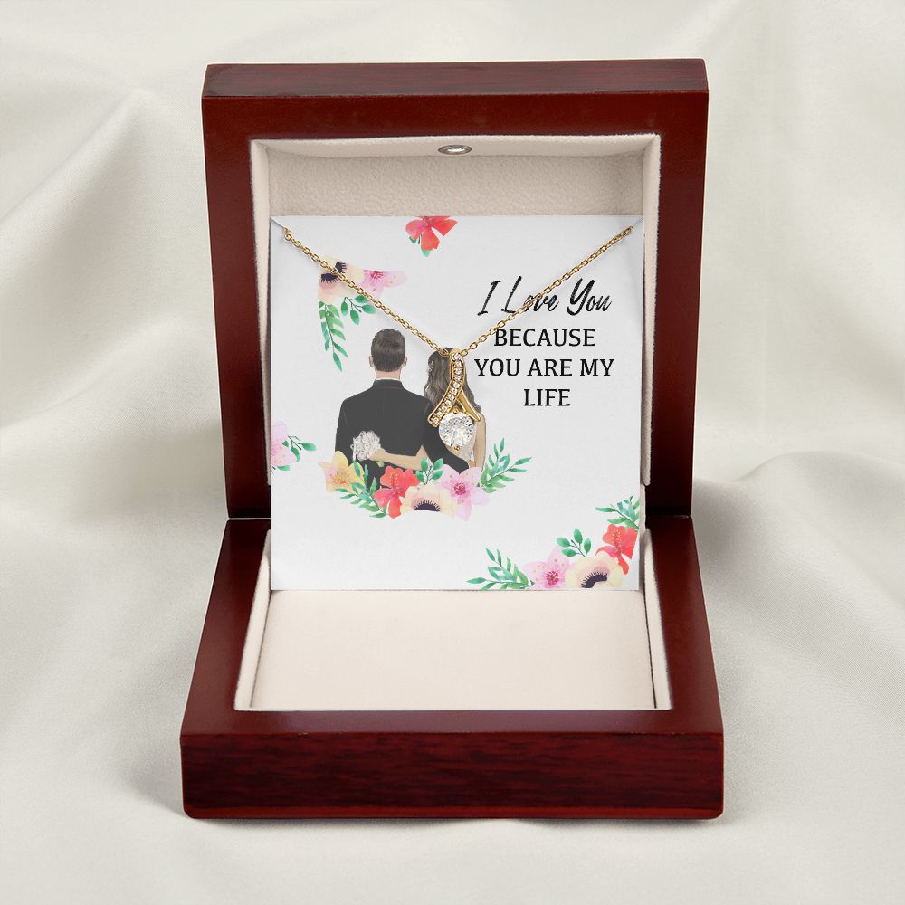 I Love You Because You Are My Life Alluring Ribbon Necklace-Express Your Love Gifts