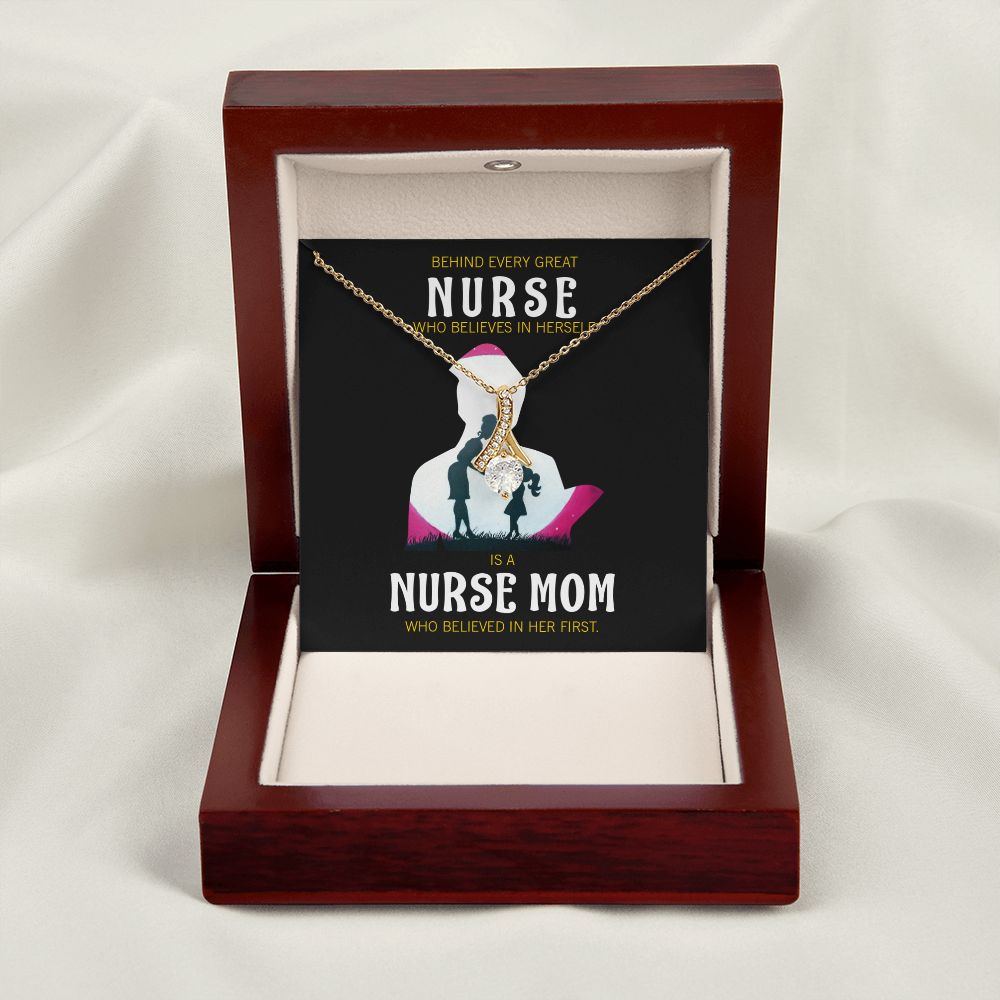 Behind Every Mom Nurse Alluring Ribbon Necklace-Express Your Love Gifts