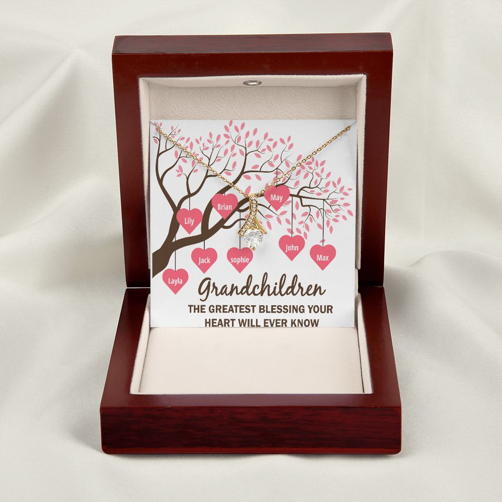 Grandchildren the Greatest Blessing Alluring Ribbon Necklace-Express Your Love Gifts