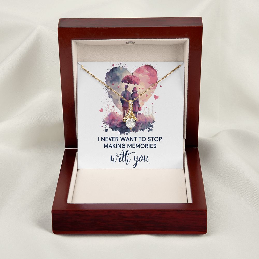 Never Stop Making Memories Alluring Ribbon Necklace-Express Your Love Gifts