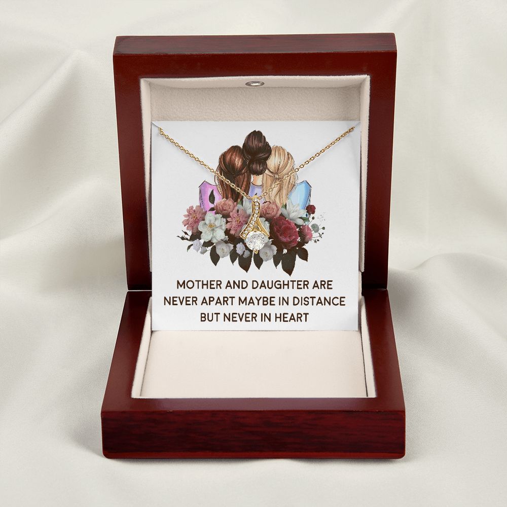 Mother and Daughter Never Apart Alluring Ribbon Necklace-Express Your Love Gifts