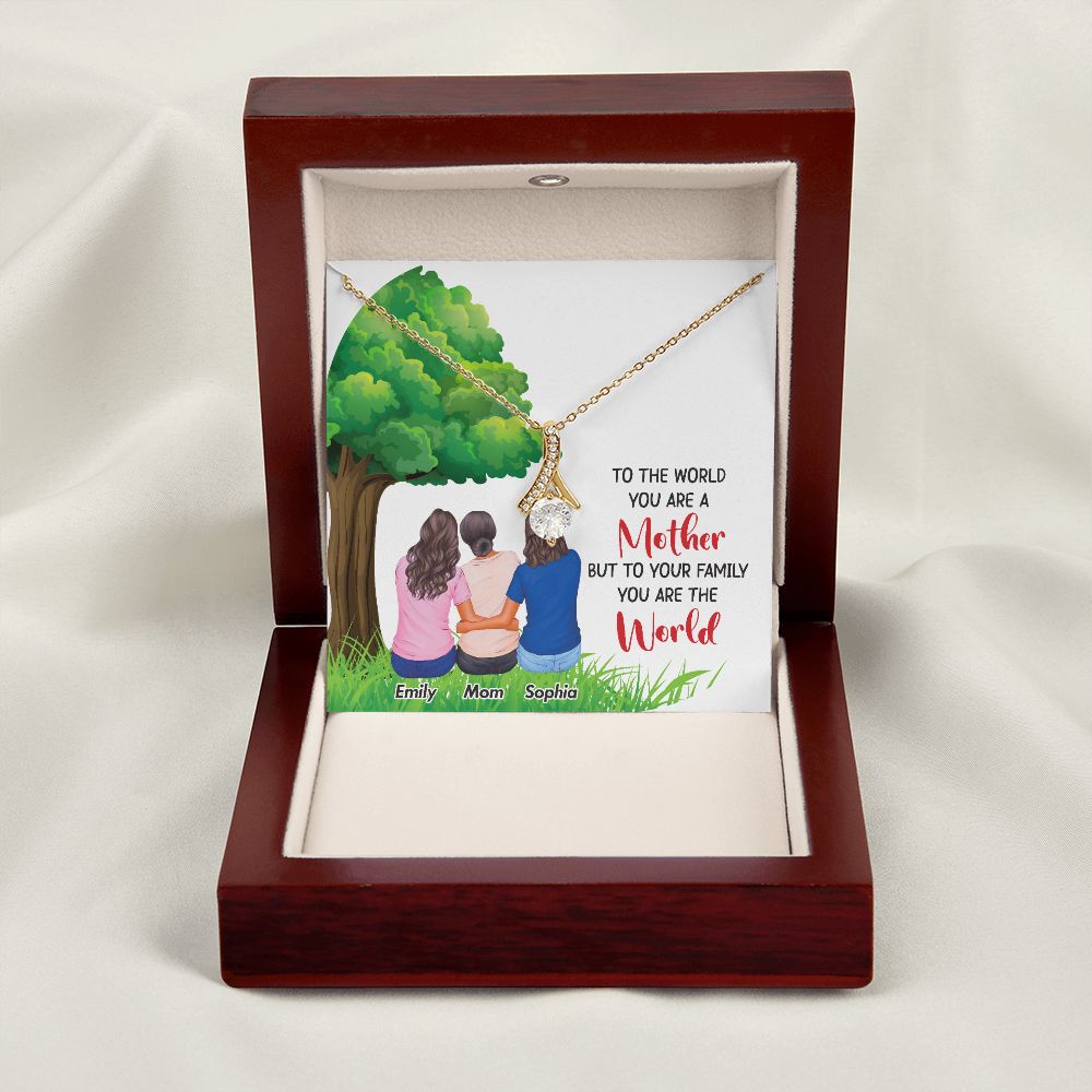 To The World You Are a Mother Alluring Ribbon Necklace-Express Your Love Gifts