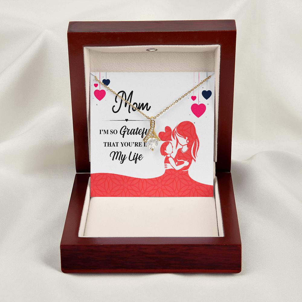 Mom I'm So Grateful Alluring Ribbon Necklace-Express Your Love Gifts
