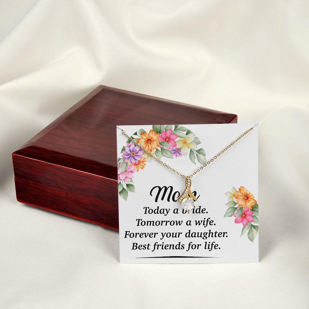 Mom Bestfriend For Life Alluring Ribbon Necklace-Express Your Love Gifts