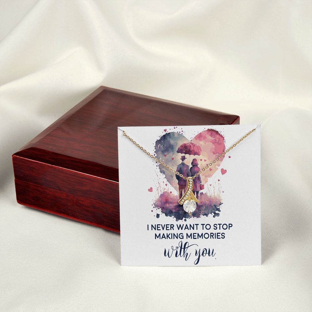Never Stop Making Memories Alluring Ribbon Necklace-Express Your Love Gifts