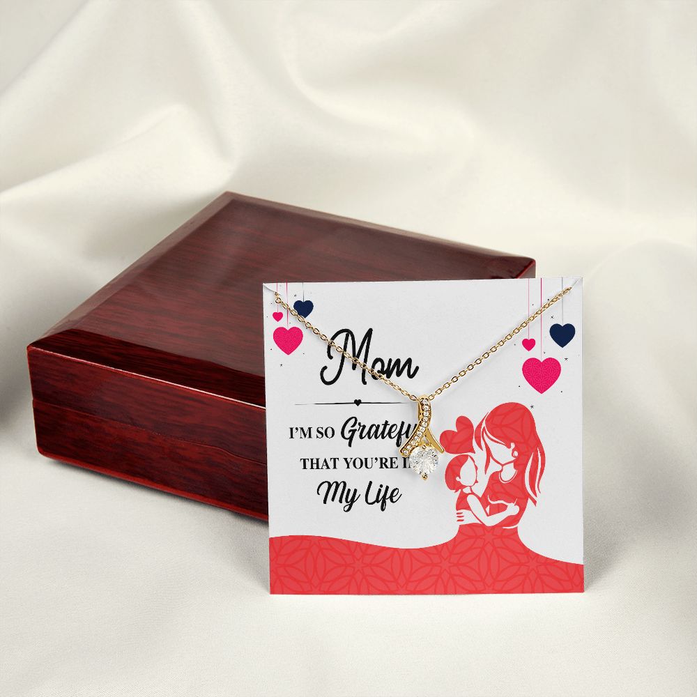 Mom I'm So Grateful Alluring Ribbon Necklace-Express Your Love Gifts