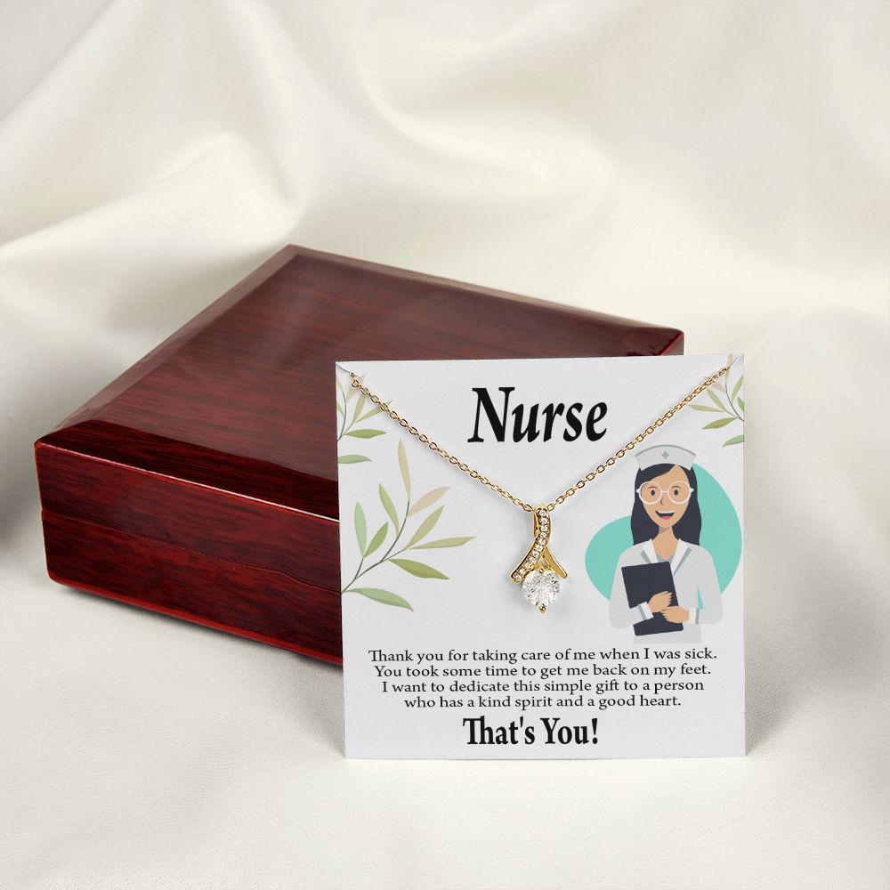Simple Thank You Nurse Alluring Ribbon Necklace-Express Your Love Gifts