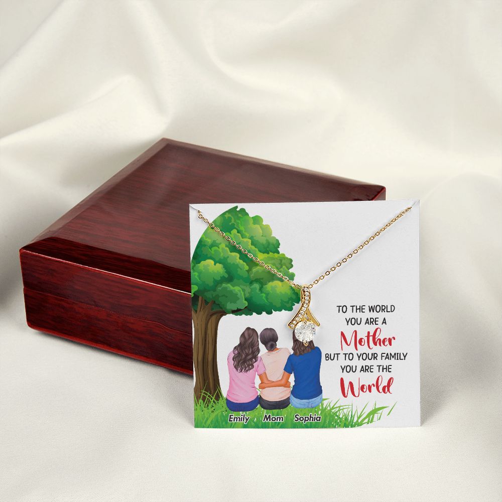To The World You Are a Mother Alluring Ribbon Necklace-Express Your Love Gifts
