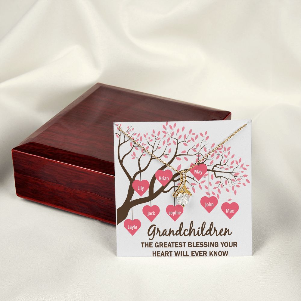 Grandchildren the Greatest Blessing Alluring Ribbon Necklace-Express Your Love Gifts