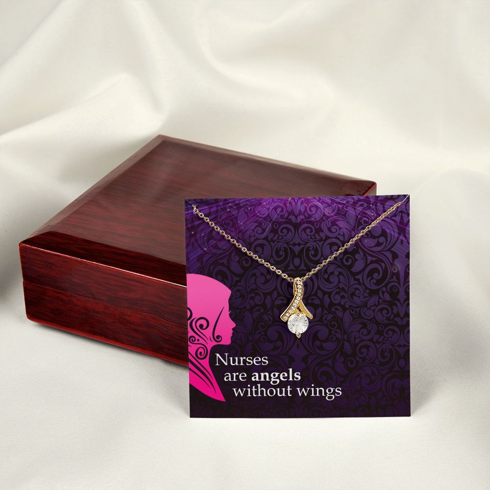 Nurses are Angels Alluring Ribbon Necklace-Express Your Love Gifts