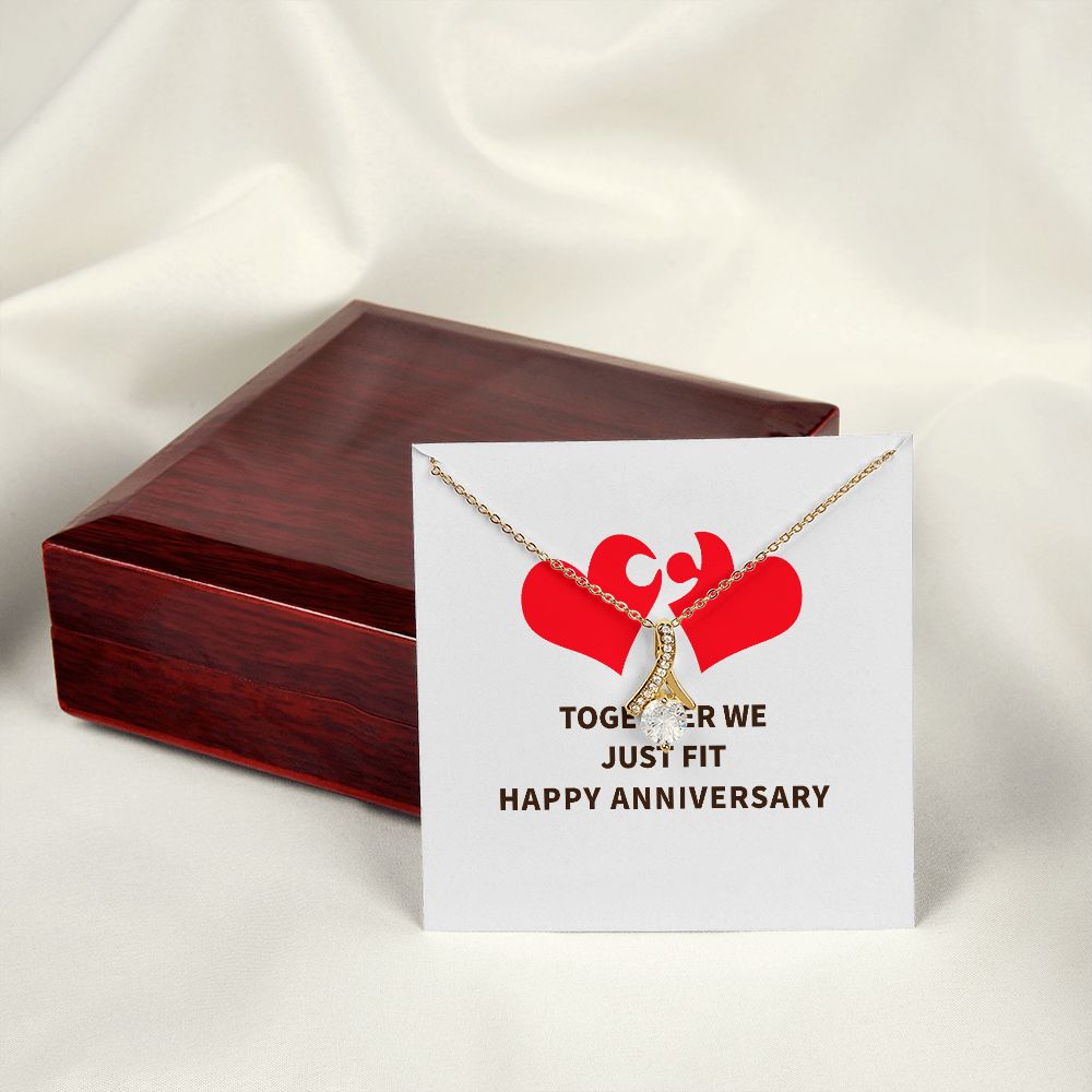 Together We Just Fit Alluring Ribbon Necklace-Express Your Love Gifts