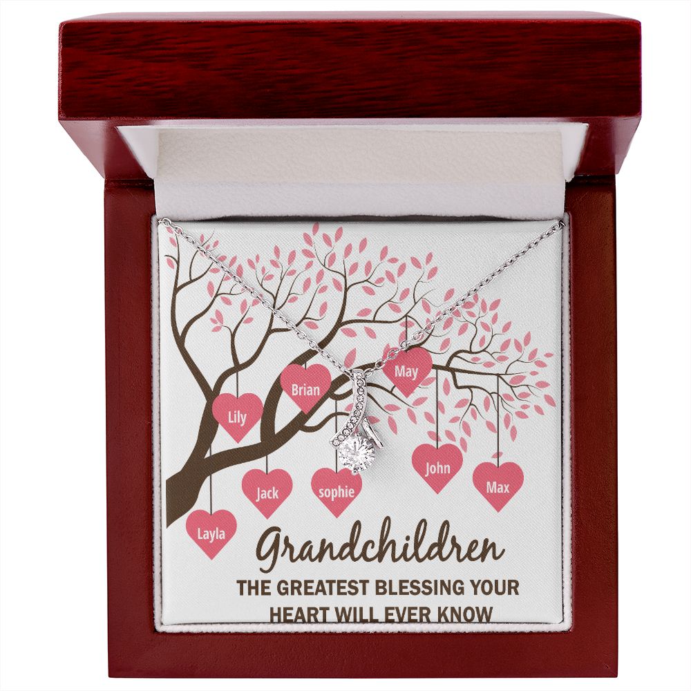 Grandchildren the Greatest Blessing Alluring Ribbon Necklace-Express Your Love Gifts