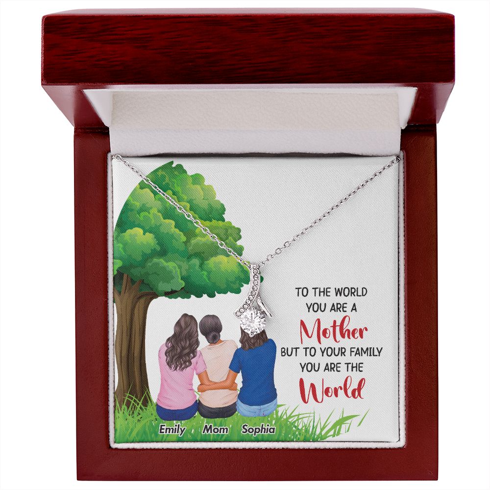 To The World You Are a Mother Alluring Ribbon Necklace-Express Your Love Gifts