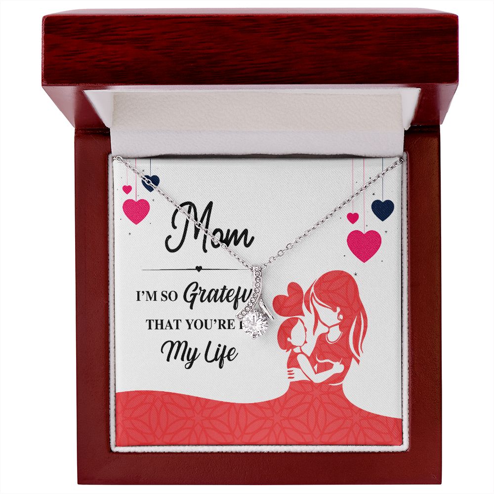Mom I'm So Grateful Alluring Ribbon Necklace-Express Your Love Gifts