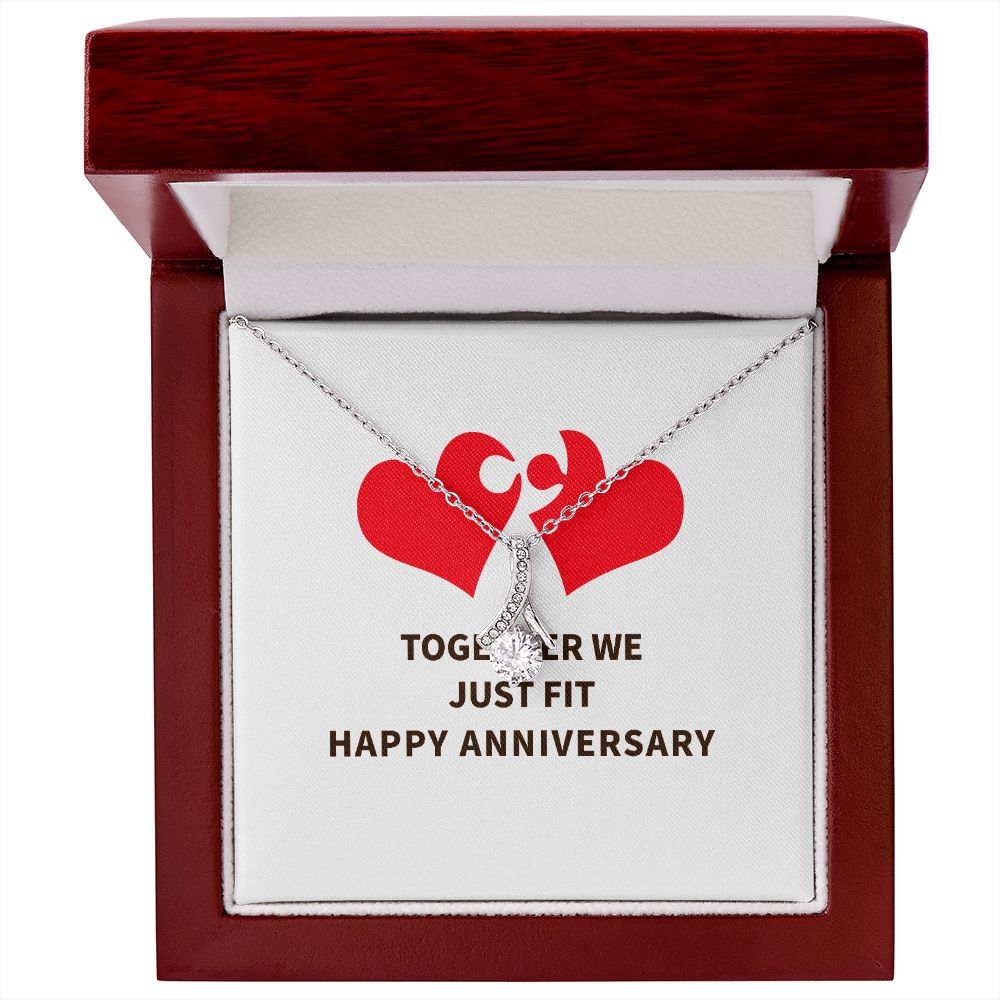 Together We Just Fit Alluring Ribbon Necklace-Express Your Love Gifts