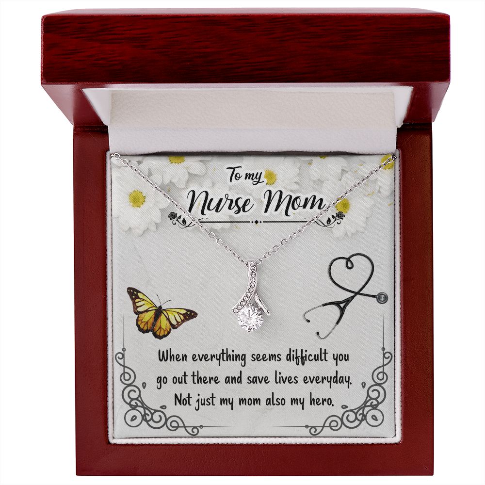 To my Nurse Mom When Everything Alluring Ribbon Necklace-Express Your Love Gifts