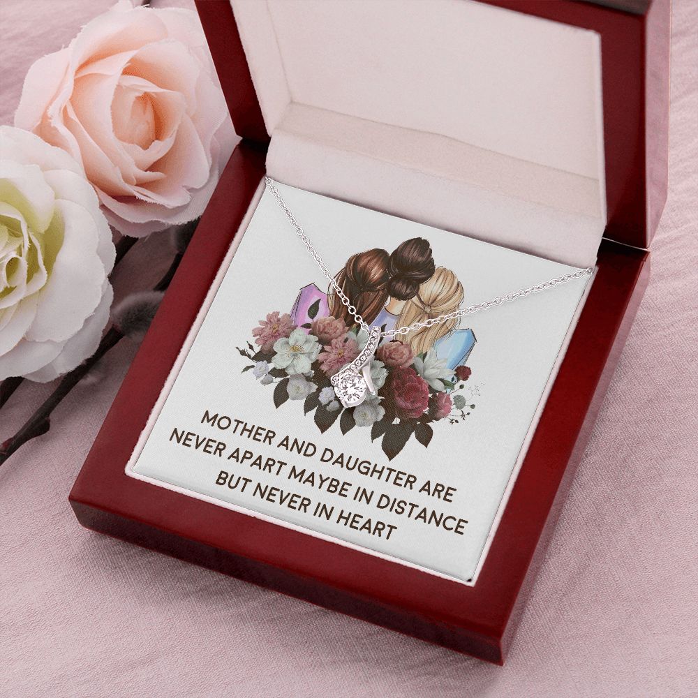 Mother and Daughter Never Apart Alluring Ribbon Necklace-Express Your Love Gifts