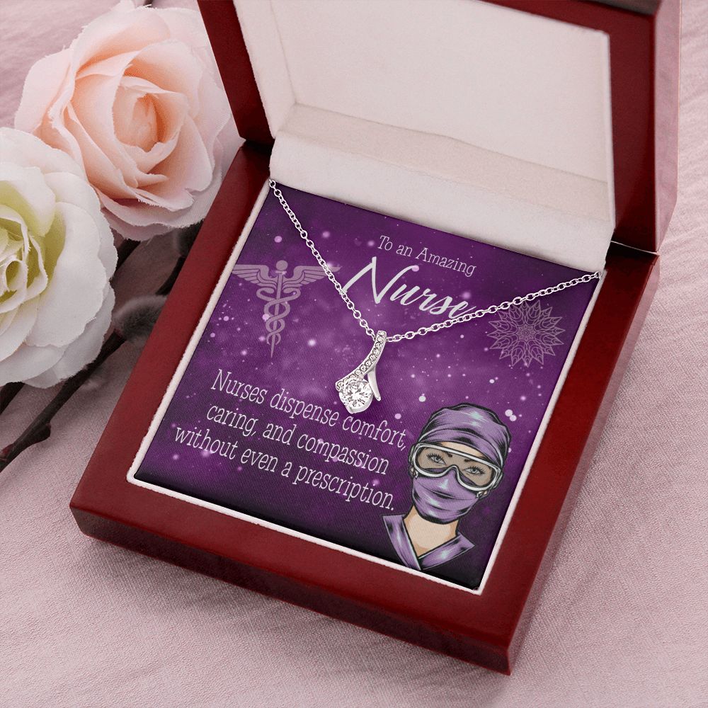 Nurse RN Caduceus Alluring Ribbon Necklace-Express Your Love Gifts