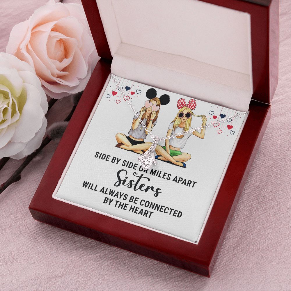 Sisters Connected by The Heart Alluring Ribbon Necklace-Express Your Love Gifts
