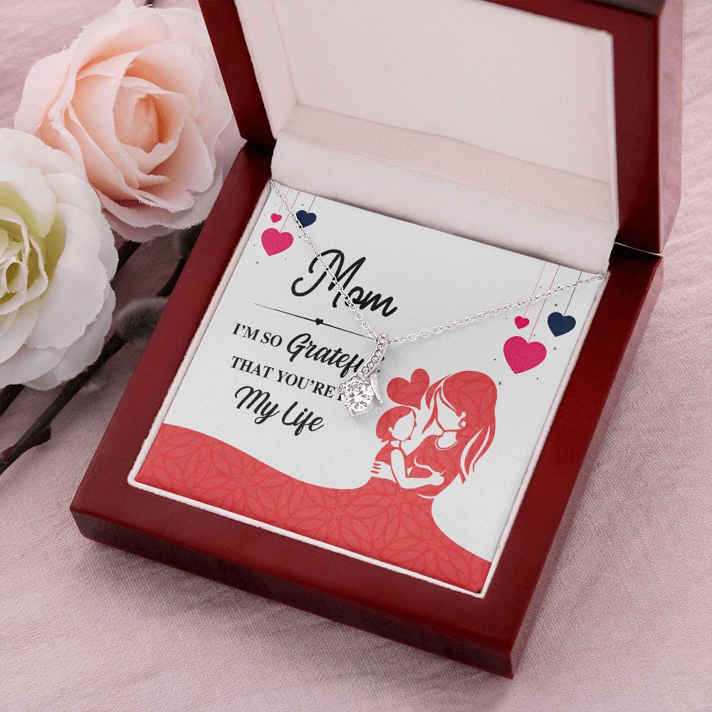 Mom I'm So Grateful Alluring Ribbon Necklace-Express Your Love Gifts