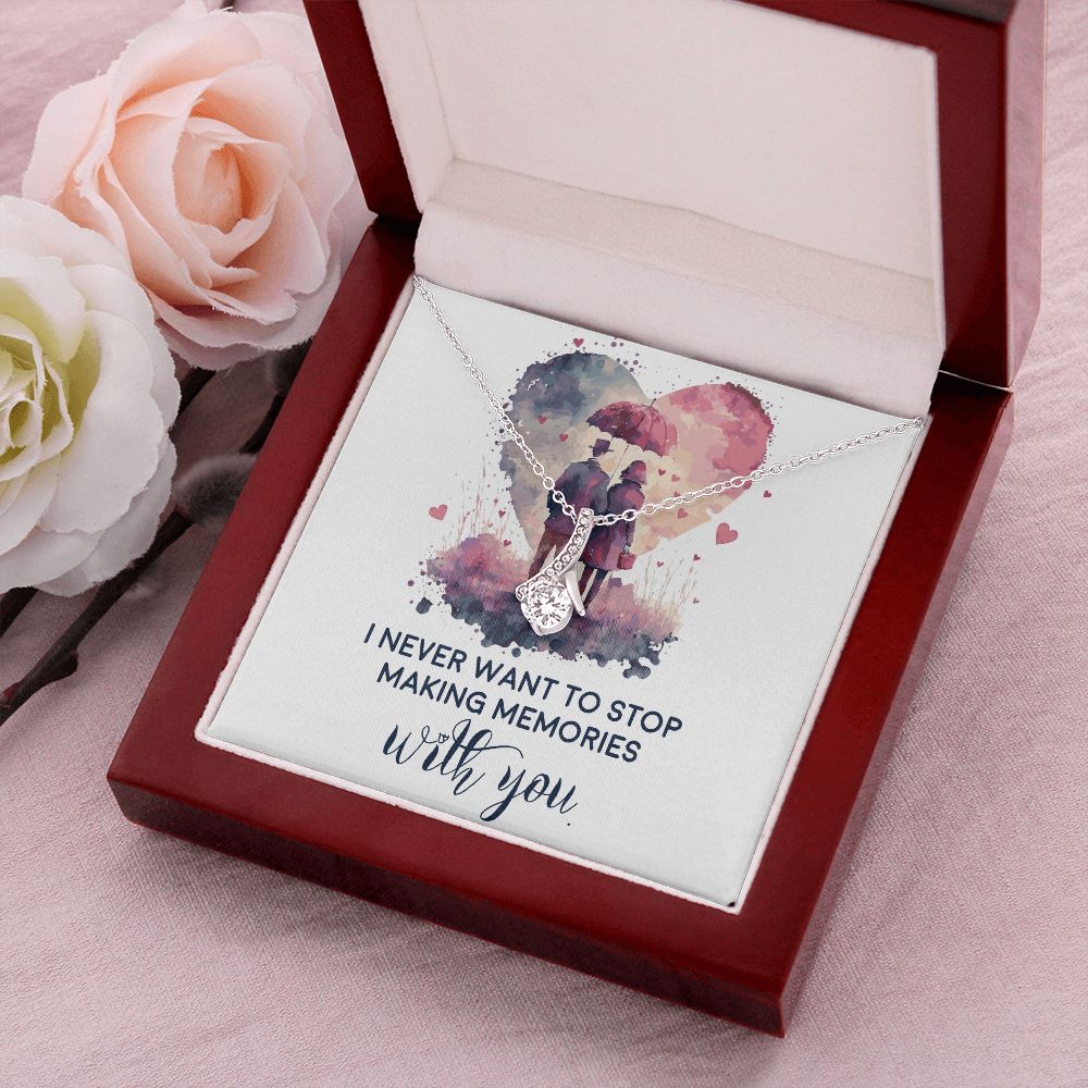 Never Stop Making Memories Alluring Ribbon Necklace-Express Your Love Gifts