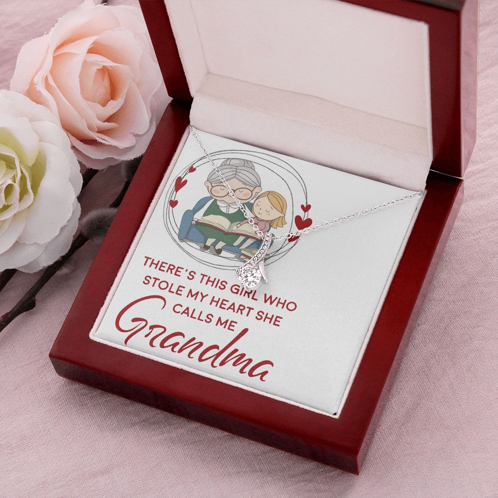 Girl Stole My Haert Calls Me Grandma Alluring Ribbon Necklace-Express Your Love Gifts