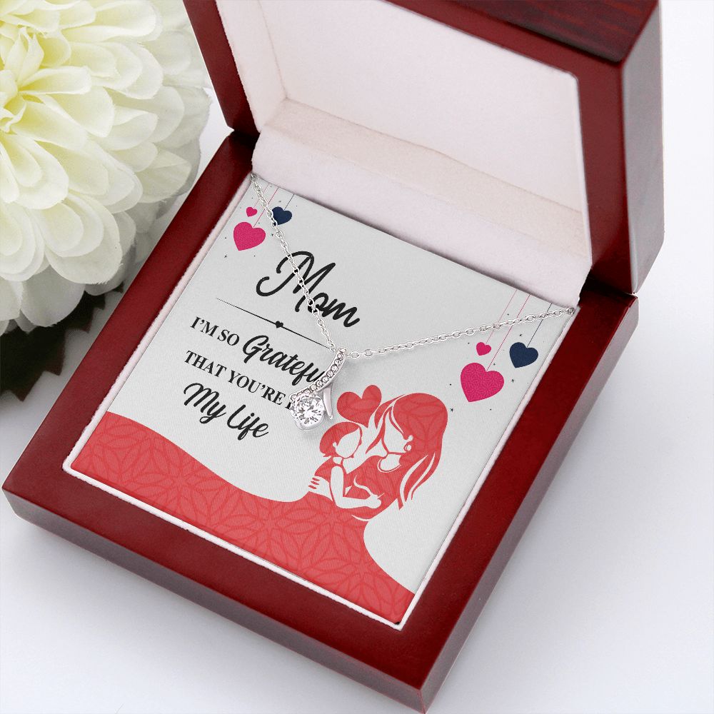 Mom I'm So Grateful Alluring Ribbon Necklace-Express Your Love Gifts