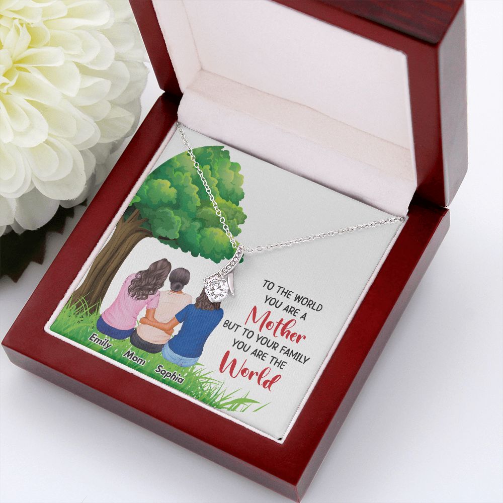 To The World You Are a Mother Alluring Ribbon Necklace-Express Your Love Gifts
