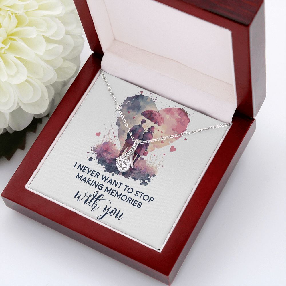 Never Stop Making Memories Alluring Ribbon Necklace-Express Your Love Gifts