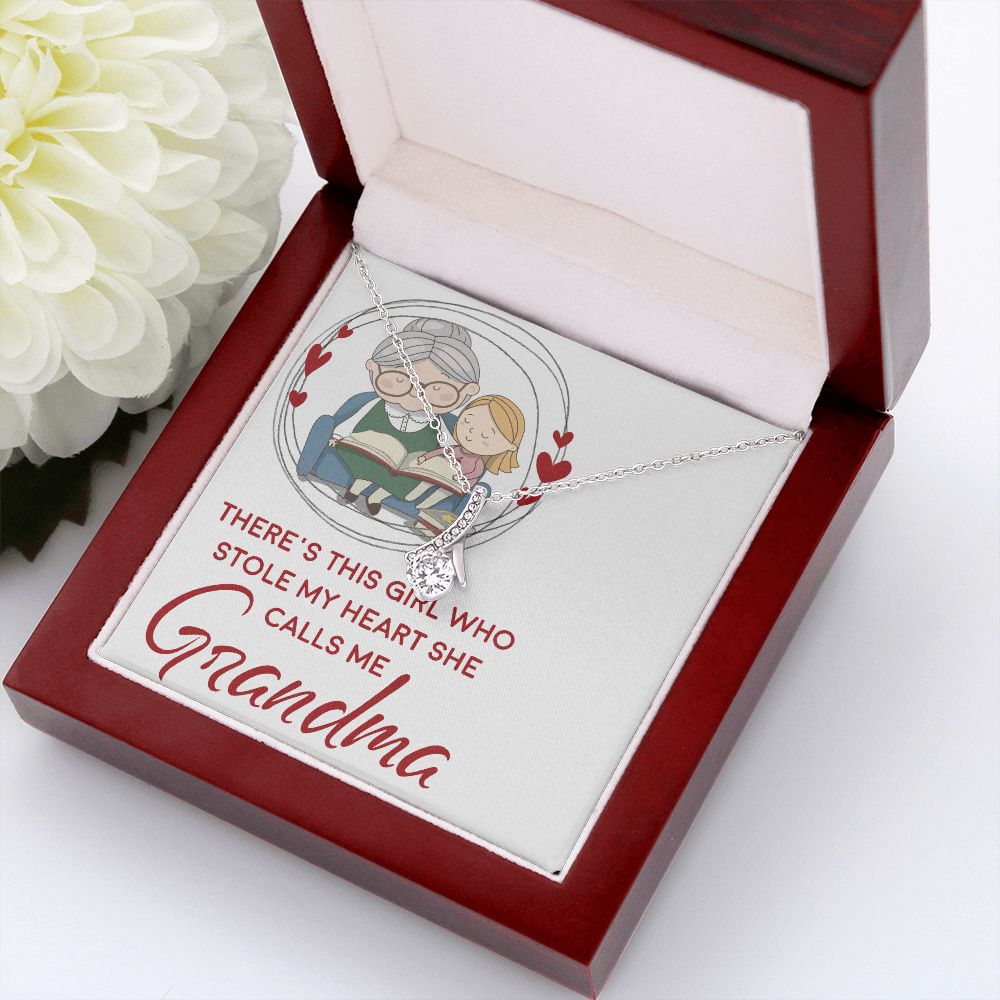 Girl Stole My Haert Calls Me Grandma Alluring Ribbon Necklace-Express Your Love Gifts