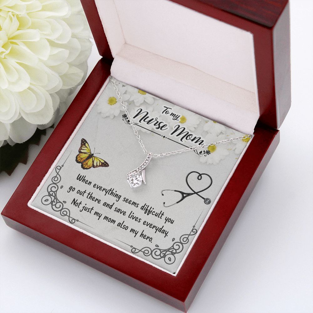 To my Nurse Mom When Everything Alluring Ribbon Necklace-Express Your Love Gifts