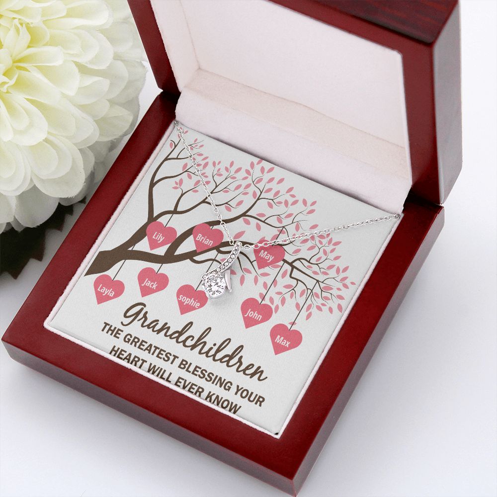 Grandchildren the Greatest Blessing Alluring Ribbon Necklace-Express Your Love Gifts