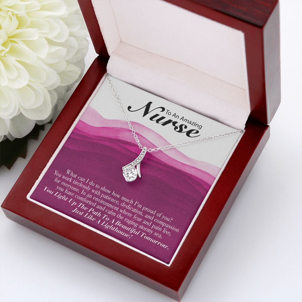 Inspirational Message for Nurse Alluring Ribbon Necklace-Express Your Love Gifts