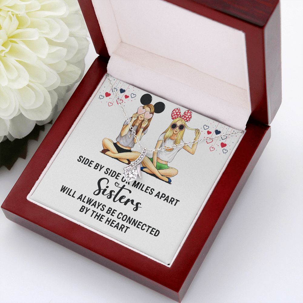 Sisters Connected by The Heart Alluring Ribbon Necklace-Express Your Love Gifts