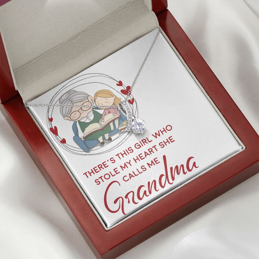 Girl Stole My Haert Calls Me Grandma Alluring Ribbon Necklace-Express Your Love Gifts