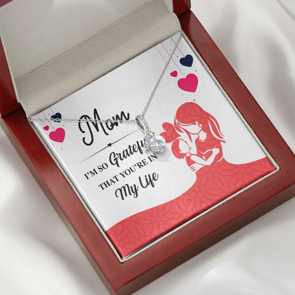 Mom I'm So Grateful Alluring Ribbon Necklace-Express Your Love Gifts