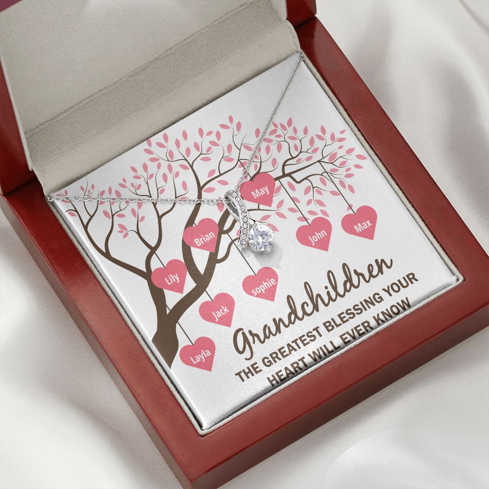 Grandchildren the Greatest Blessing Alluring Ribbon Necklace-Express Your Love Gifts