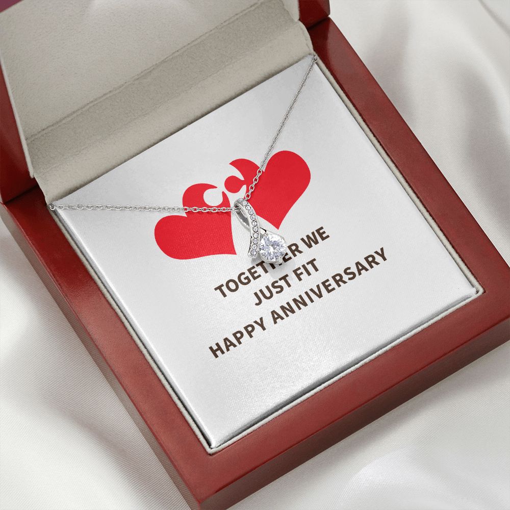 Together We Just Fit Alluring Ribbon Necklace-Express Your Love Gifts