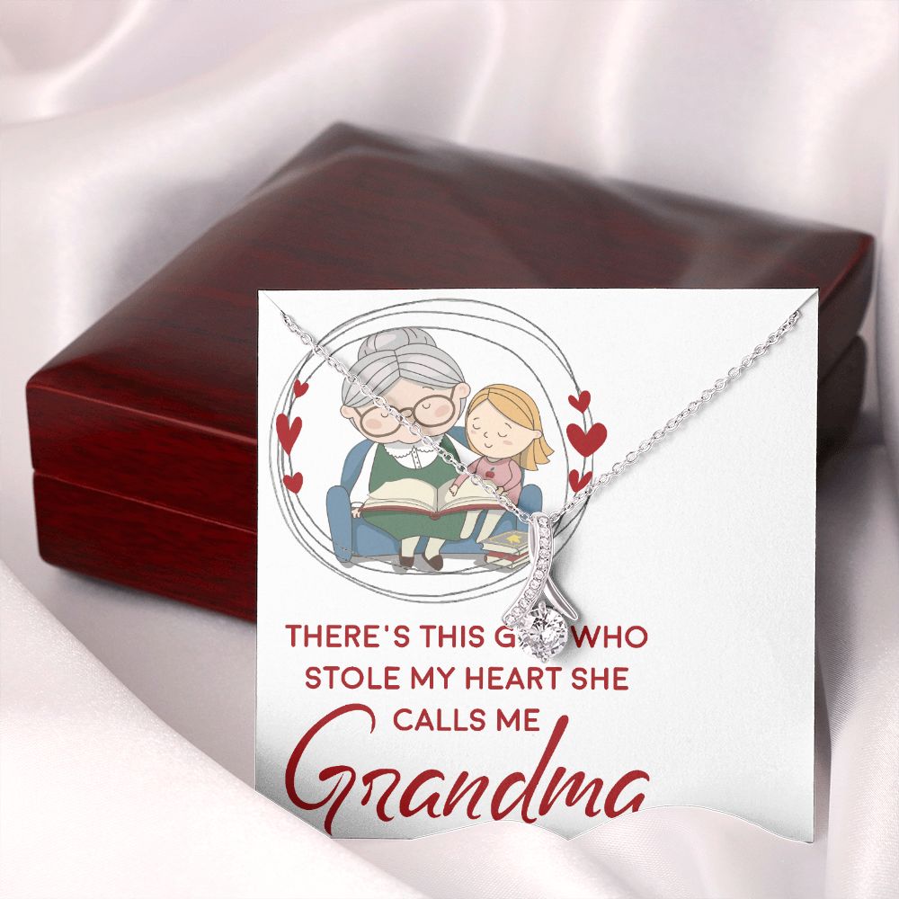 Girl Stole My Haert Calls Me Grandma Alluring Ribbon Necklace-Express Your Love Gifts
