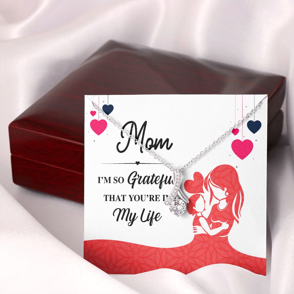 Mom I'm So Grateful Alluring Ribbon Necklace-Express Your Love Gifts