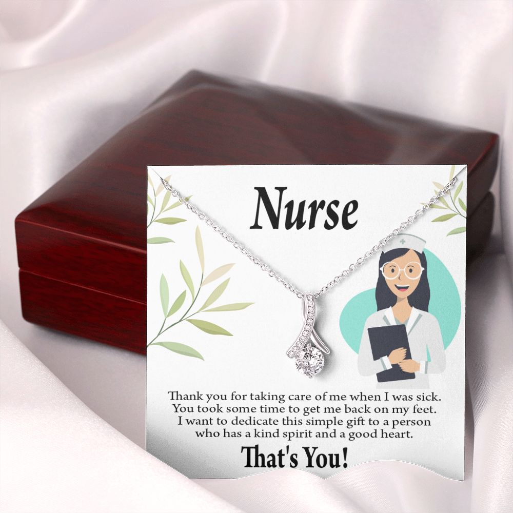 Simple Thank You Nurse Alluring Ribbon Necklace-Express Your Love Gifts