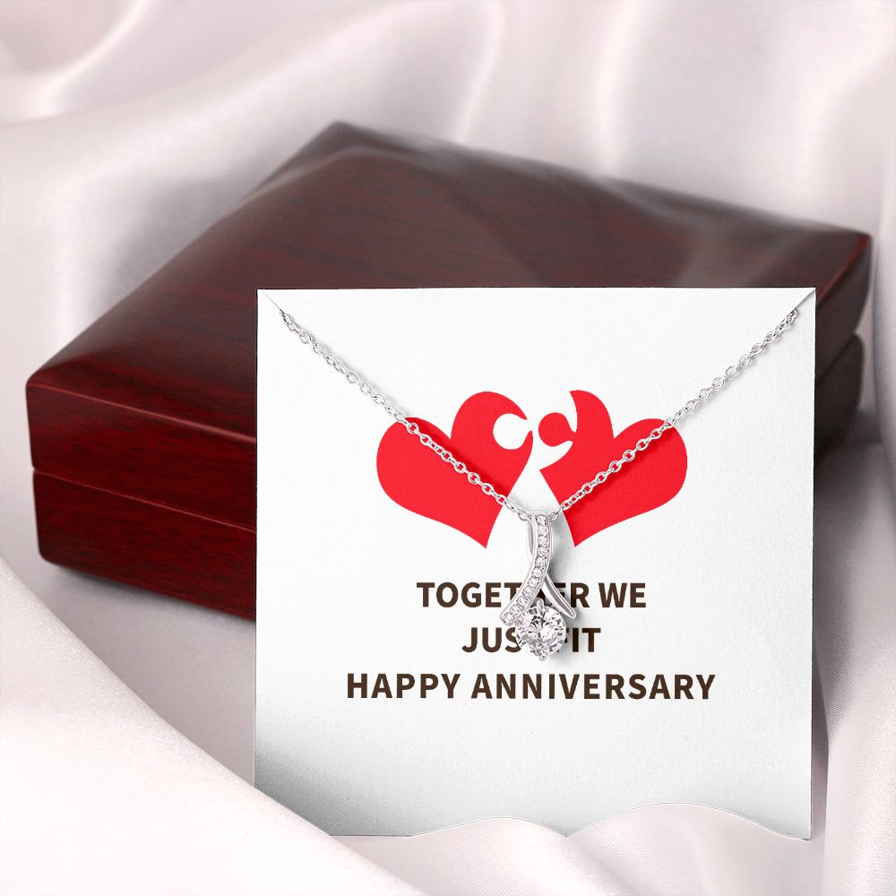 Together We Just Fit Alluring Ribbon Necklace-Express Your Love Gifts