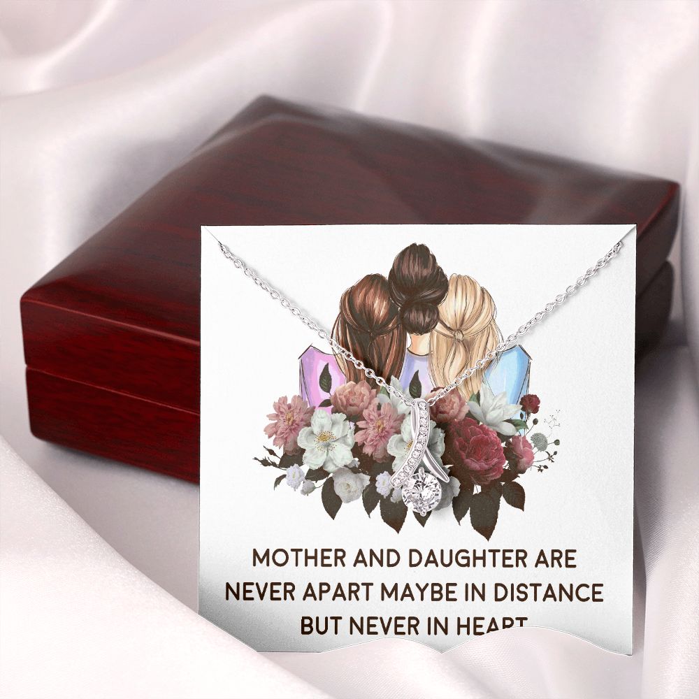 Mother and Daughter Never Apart Alluring Ribbon Necklace-Express Your Love Gifts