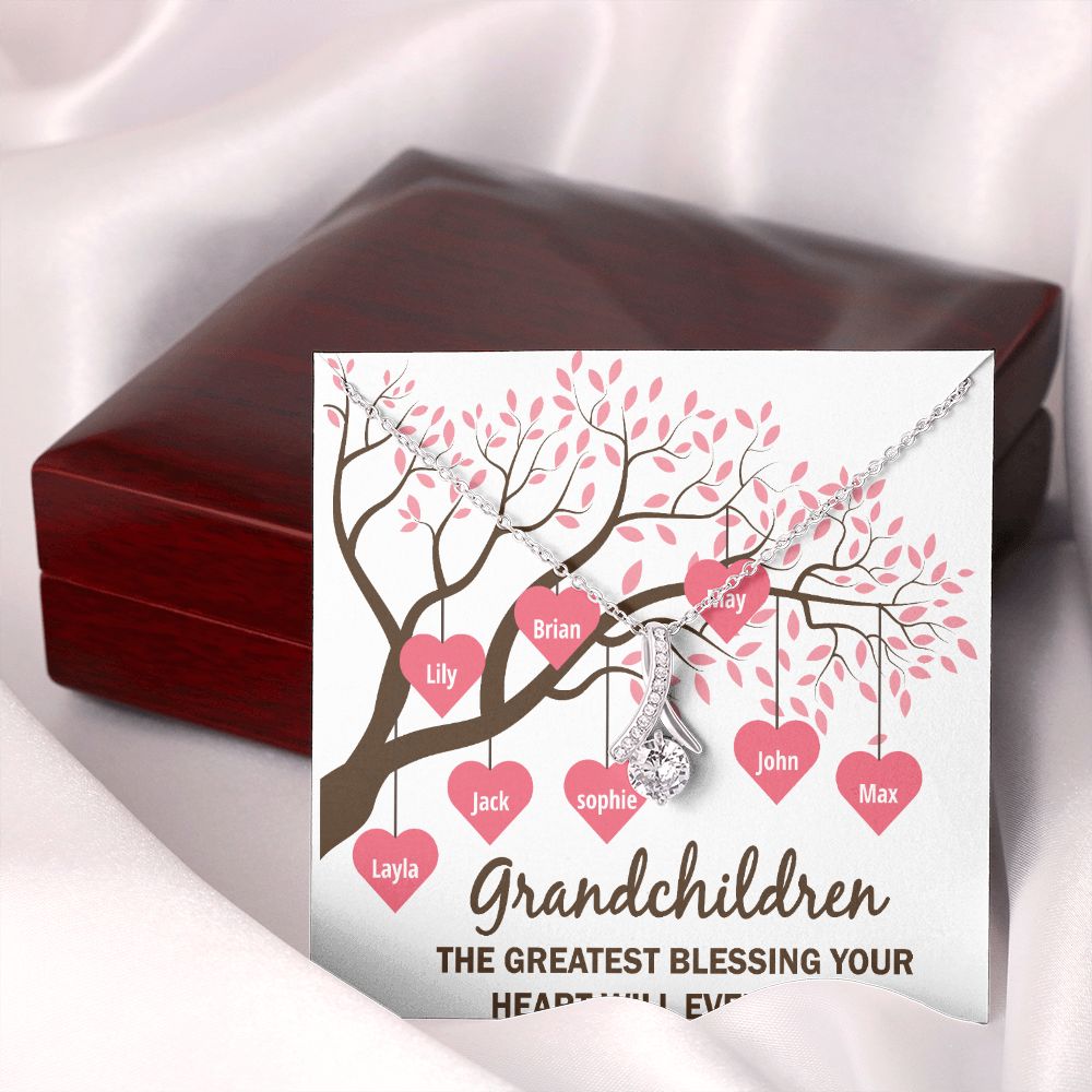 Grandchildren the Greatest Blessing Alluring Ribbon Necklace-Express Your Love Gifts