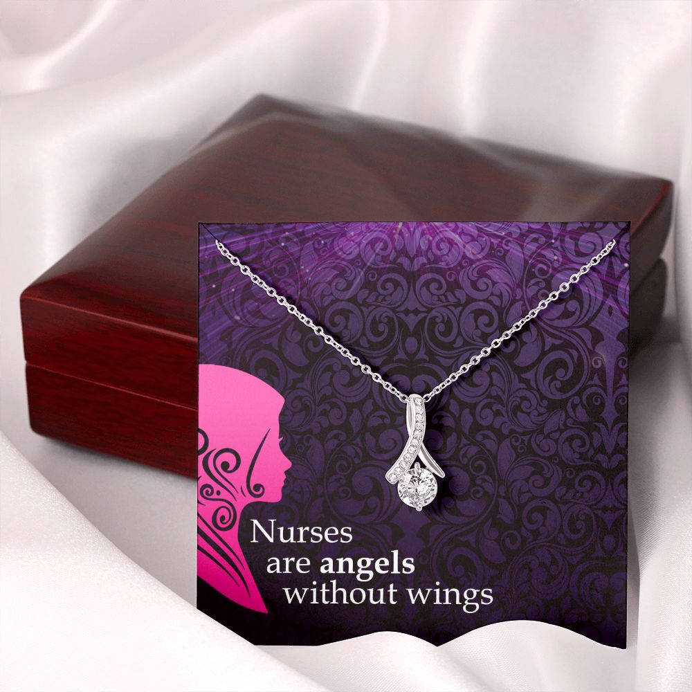 Nurses are Angels Alluring Ribbon Necklace-Express Your Love Gifts